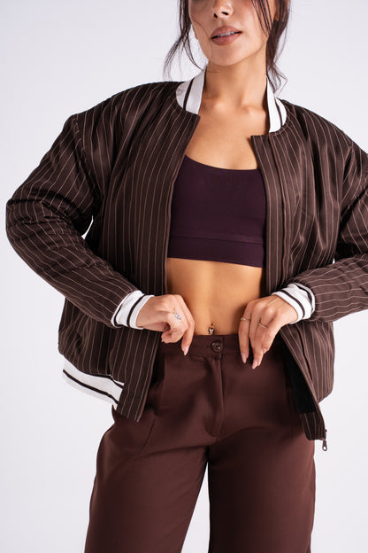 Pinstripe Bomber Jacket