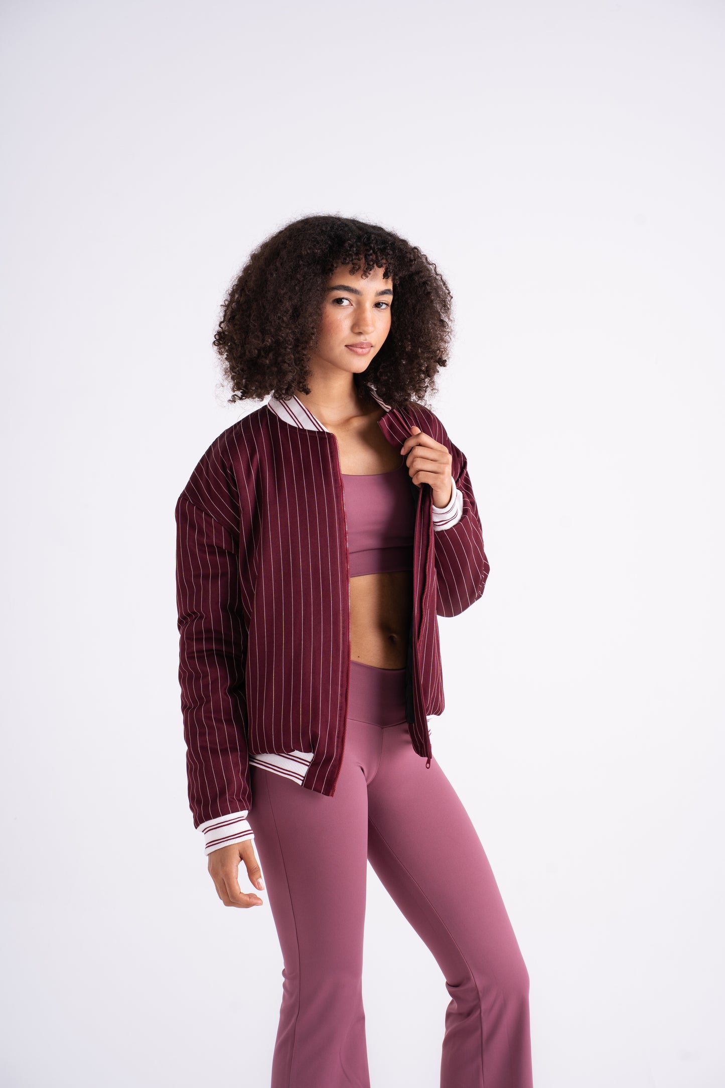 Pinstripe Bomber Jacket