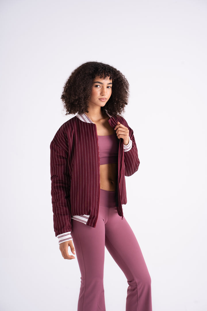 Pinstripe Bomber Jacket
