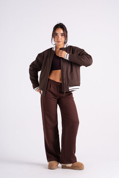 Pinstripe Bomber Jacket