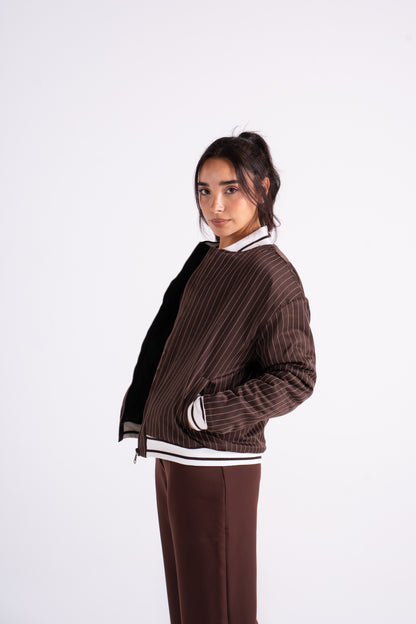 Pinstripe Bomber Jacket