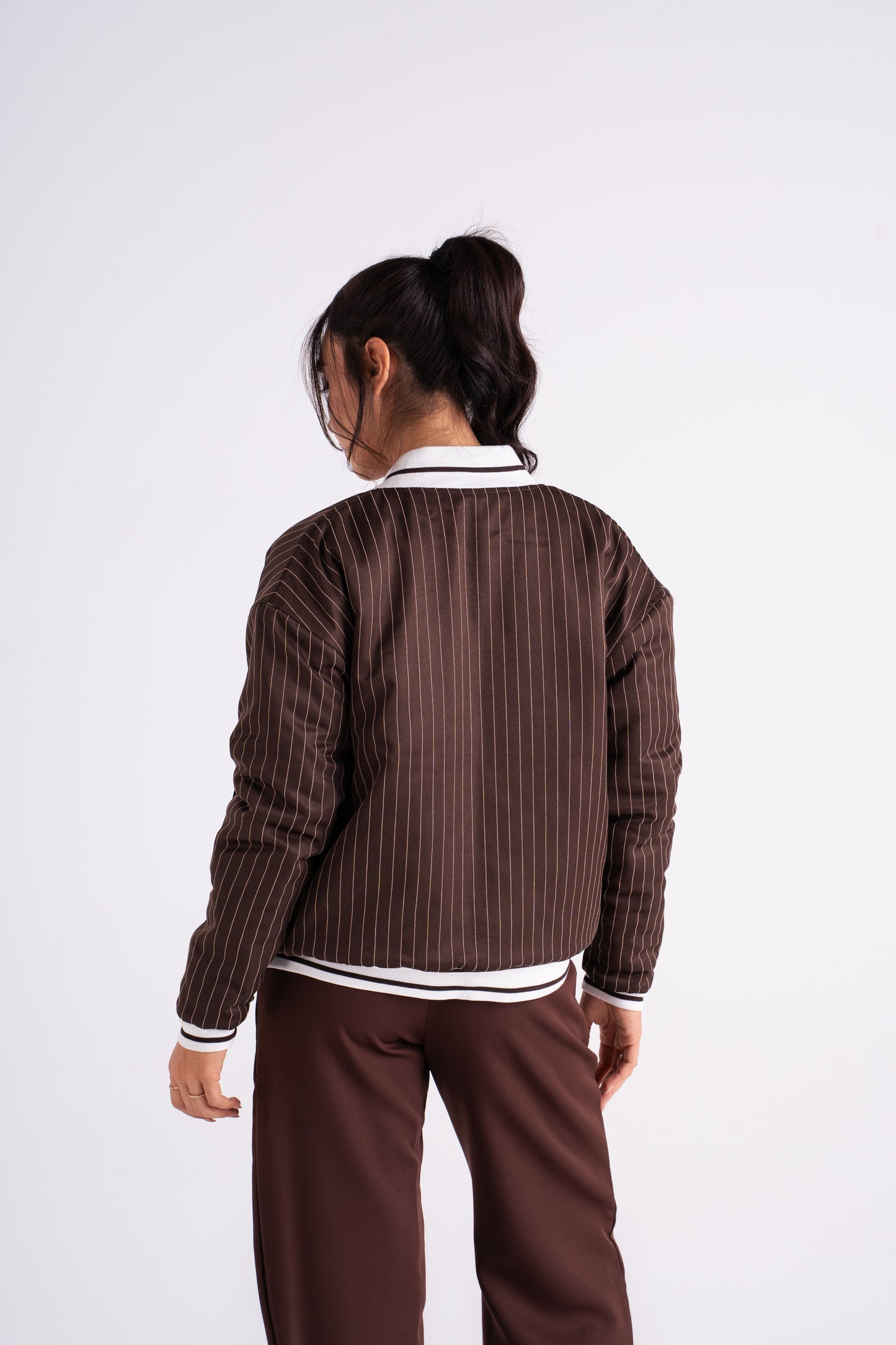 Pinstripe Bomber Jacket