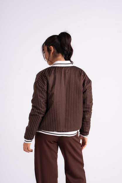 Pinstripe Bomber Jacket