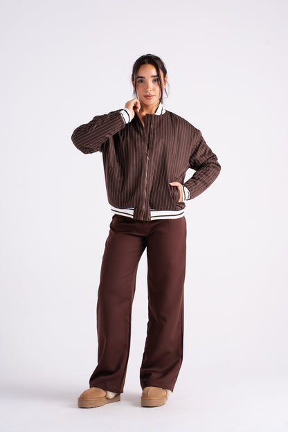 Pinstripe Bomber Jacket