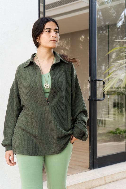 Ribbed Oversized Polo